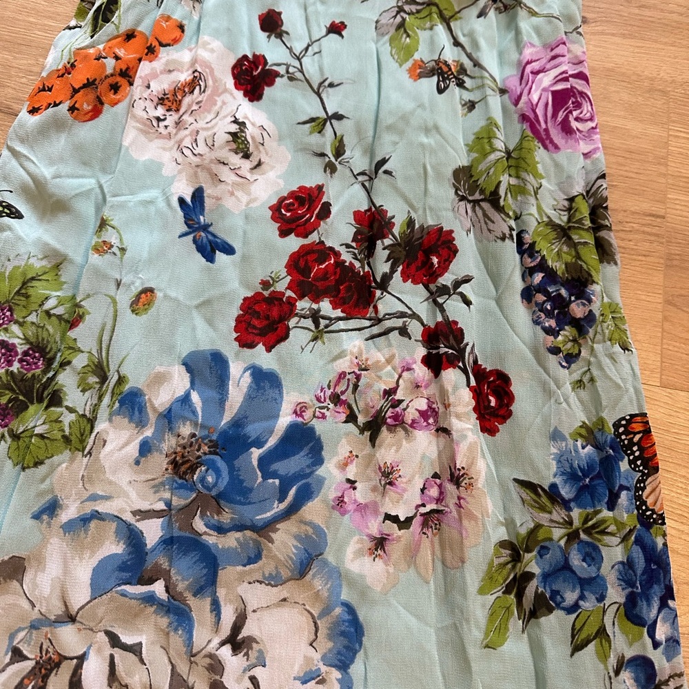 Derhy Paris Boho Floral Maxi Dress M Bird Print Cottagecore Halter Summer - Picture 7 of 9